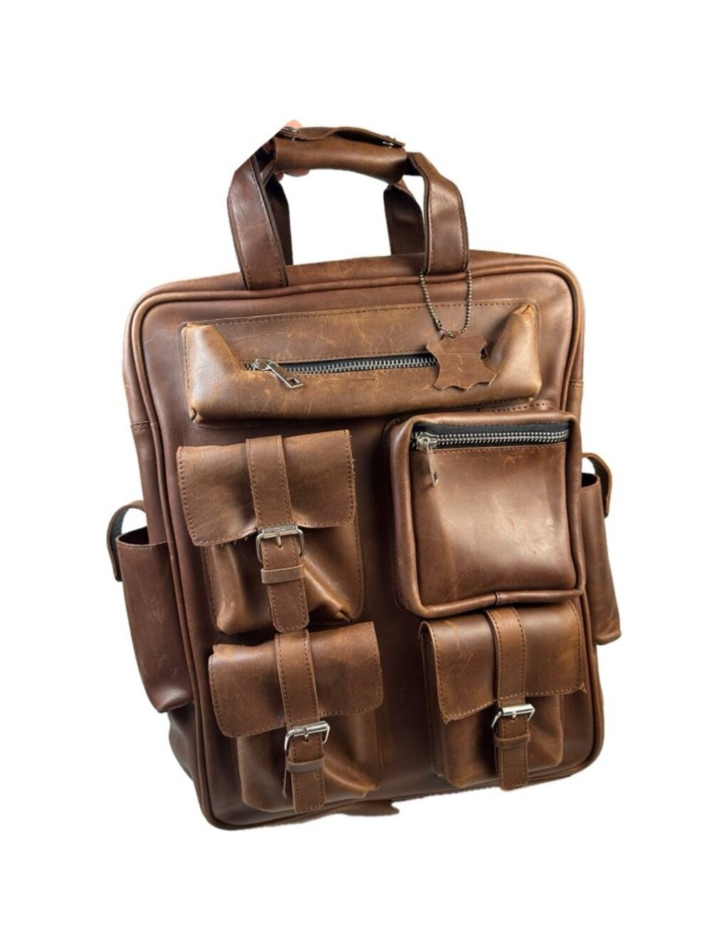 Genuine Leather Backpack Brown Rucksack Rustic Travel Heritage Bag NWOT